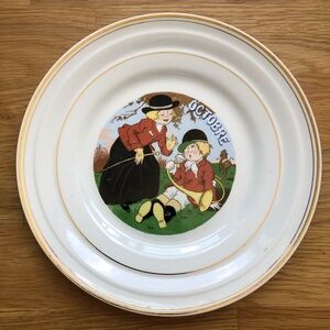 Vintage Ceranord France Semi Porcelain Dessert Plate - October Octobre